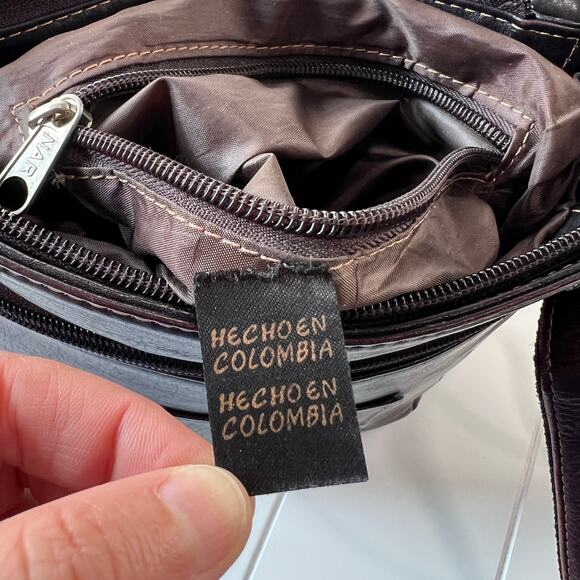 Puro Cuero Brown Leather CrossBody Purse Bag - Picture 7 of 10